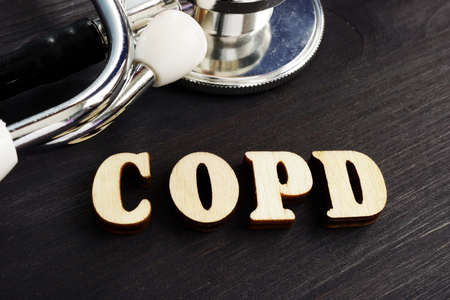 Abbreviation COPD Chronic obstructive pulmonary disease from wooden letters.の写真素材