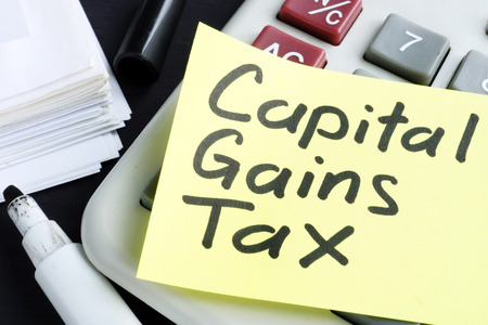 Capital gains tax cgt concept. Business documents and marker.の写真素材