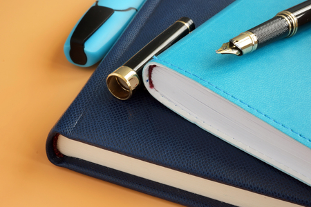 Office supply for business. Notepads and pen.の写真素材