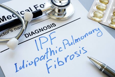 Medical form and diagnosis IPF idiopathic pulmonary fibrosis.の写真素材