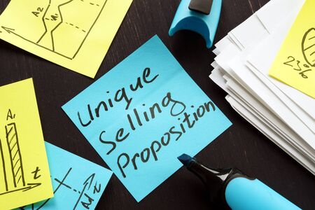Unique Selling Proposition USP concept, marketing reports and graphs.の写真素材