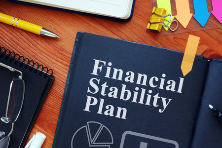 Financial Stability Plan FSP with charts and pen.の写真素材