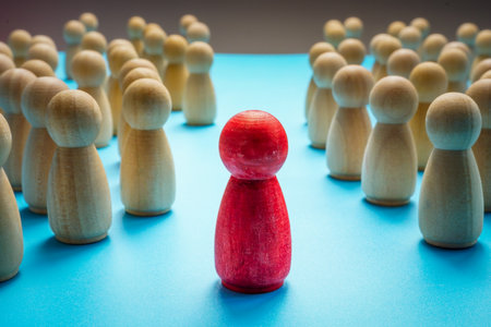 Red figure stand out from the crowd and leader concept.の写真素材