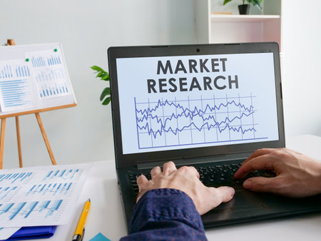 Market research report on the screen in the office.の写真素材