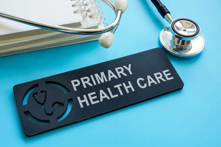 Primary health care sign with papers and stethoscope.の写真素材