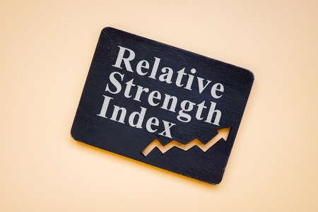 RSI Relative Strength Index words on the black plate.の写真素材