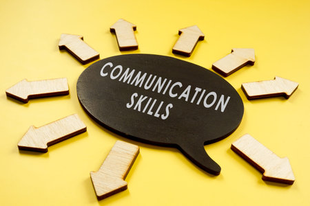 Communication skills concept. Quote bubble and arrows.