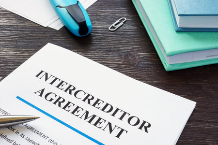 Intercreditor agreement form for reading papers and marker.