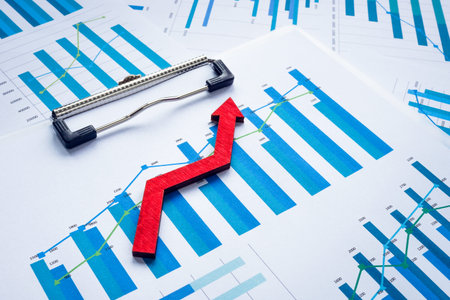 Rising red arrow as success in the business and financial growth.