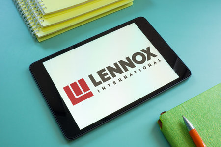 KYIV, UKRAINE - June 30, 2021. Logo of Lennox International displays on the tablet. Editorial.のeditorial素材