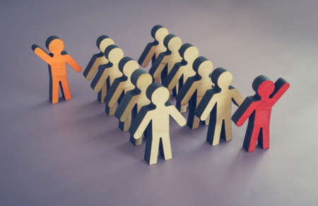 Leader vs manager with two different concepts of company management.の写真素材