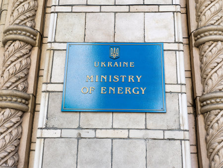 KYIV, UKRAINE - July 07, 2021. Signboard of Ministry of energy of Ukraine.のeditorial素材