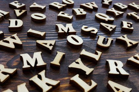 Storytelling and blogging concept. Wooden letters on the desk.