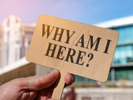 Why am I here question on the board.の写真素材