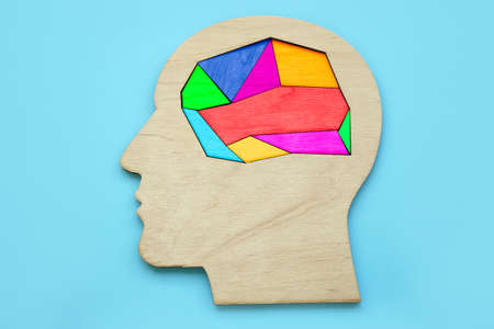 Creativity and positive emotions. Multi-colored human brain.の写真素材
