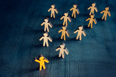 The leader leads the crowd. Leadership concept.の写真素材