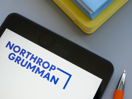KYIV, UKRAINE - October 21, 2021. Northrop Grumman Corporation logo on the screen.のeditorial素材