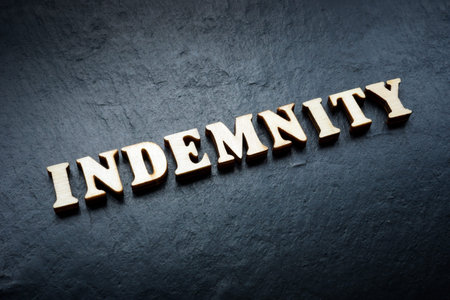 Word indemnity from wooden letters on the rock.