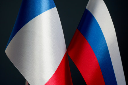 Flags of France and Russia. Political relationship concept.の写真素材