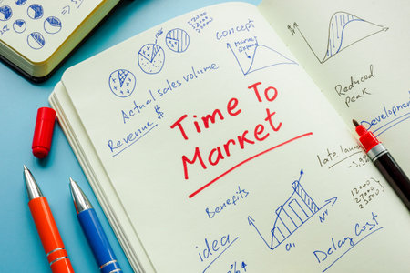 Time to market memo and financial data on the page.