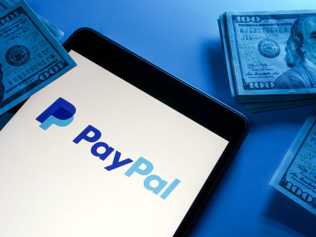 KYIV, UKRAINE - May 4, 2022. Paypal payment service provider logo.