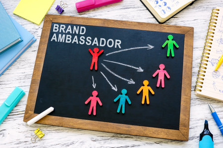 Brand ambassador concept. Board with figures and arrows.の写真素材