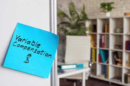 Variable compensation written on a sticker. Whiteboard in the office.の写真素材