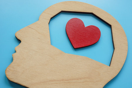 The figure is in the form of a head and a heart inside. Love and empathy concept.の写真素材