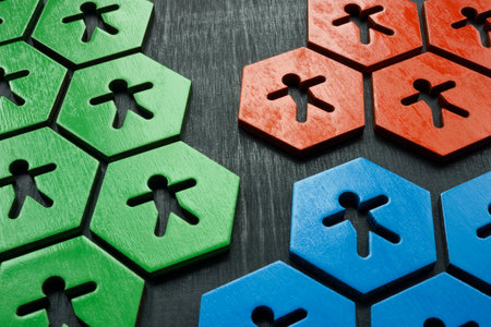 Groups of colored figures as a concept of marketing segmentation.の写真素材