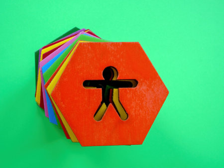 A column of multi-colored figurines. Cultural integrity and diversity concept.の写真素材