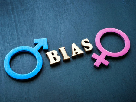 Gender male and female signs and word bias.の写真素材