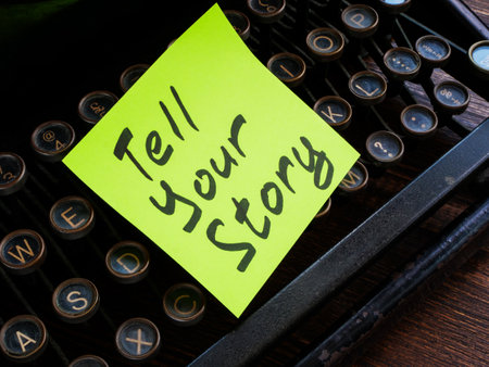 Memo Tell your story on typewriter keyboard.の写真素材