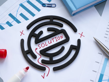 Business paper, labyrinth and inscription solution.