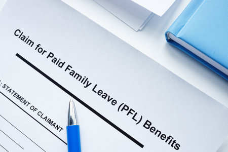 Documents for paid family leave PFL benefits.の写真素材