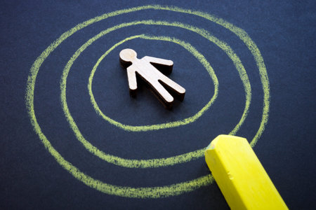 Customer centricity concept. Circles drawn in chalk around the figure.の写真素材