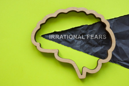 Irrational fears. Outline of the brain and a torn piece of paper.