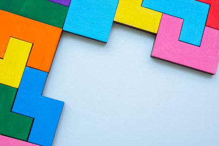 Colorful geometric shapes puzzle. Abstract logical thinking.