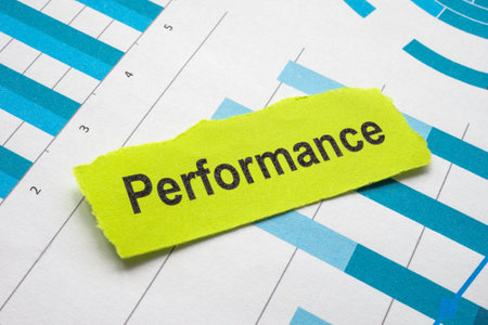 Business or HR charts and piece of papers with word performance.の写真素材