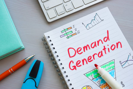 Handwritten notes in a notebook about marketing demand generation.
