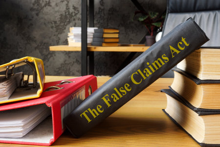 The False Claims Act FCA near the book and folders.の写真素材