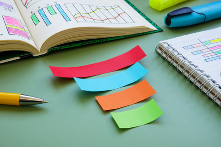 Paper strips represent a marketing conversion funnel. Symbolizes customer journey.