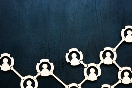 A network of connected figures with empty space.の写真素材