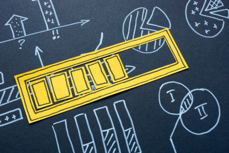 Progress bar and financial charts. Business growth and performance tracking.