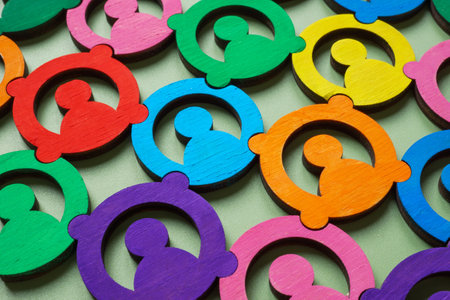 Connected colorful figures. Symbol of teamwork and diversity.の写真素材