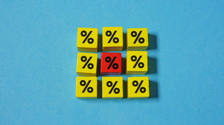 High interest rates for loans and mortgages. Financial burden concept.