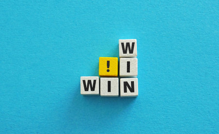 Cubes with the phrase win win. Collaboration and mutual success.の写真素材