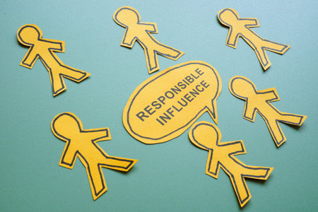 Figures of people with responsible influence. Leadership and ethical impact.