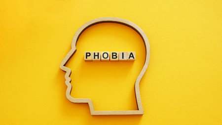 Head outline with the word phobia. Mental health and psychological fear.の写真素材