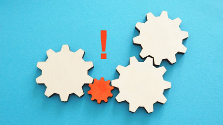 Gear mechanism with weak link. Teamwork failure.の写真素材