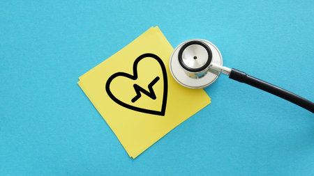 Heart health note with stethoscope. Preventive care awareness.